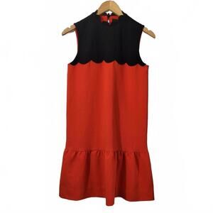 Victoria Beckham For Target Ladies Orange Black Color Block Shift Sheath Mini Dr